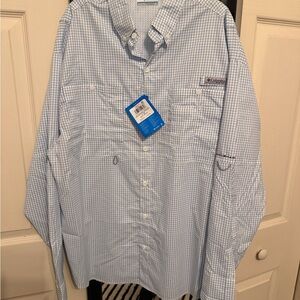 Columbia Men's Light Blue Plaid Shirt